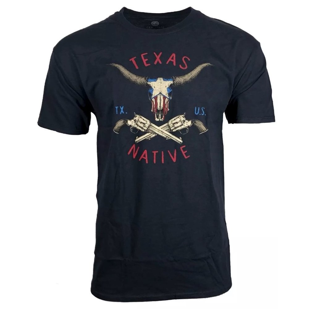 Raw State By Affliction Men's T-Shirt TEXAS NATIVE Biker Cowboy